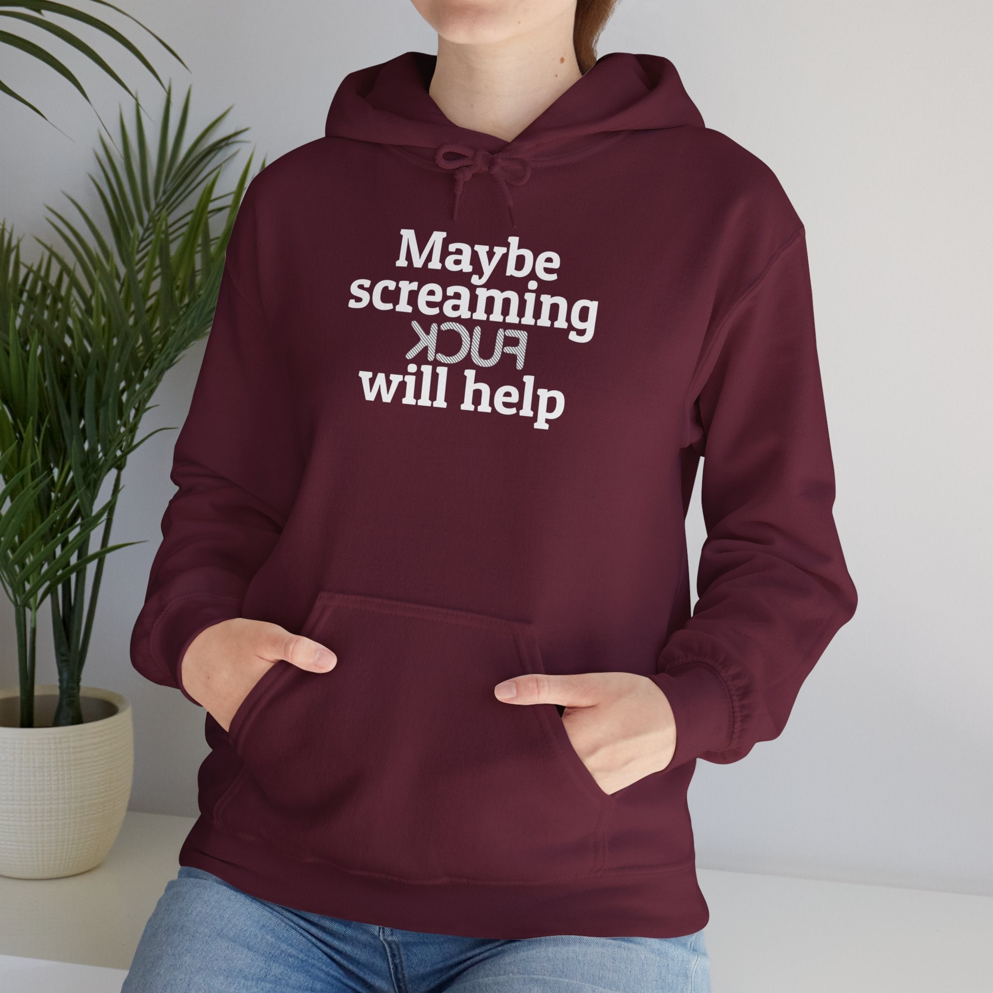 MAYBE SCREAMING KCUF WILL HELP Hoodie - Image 3