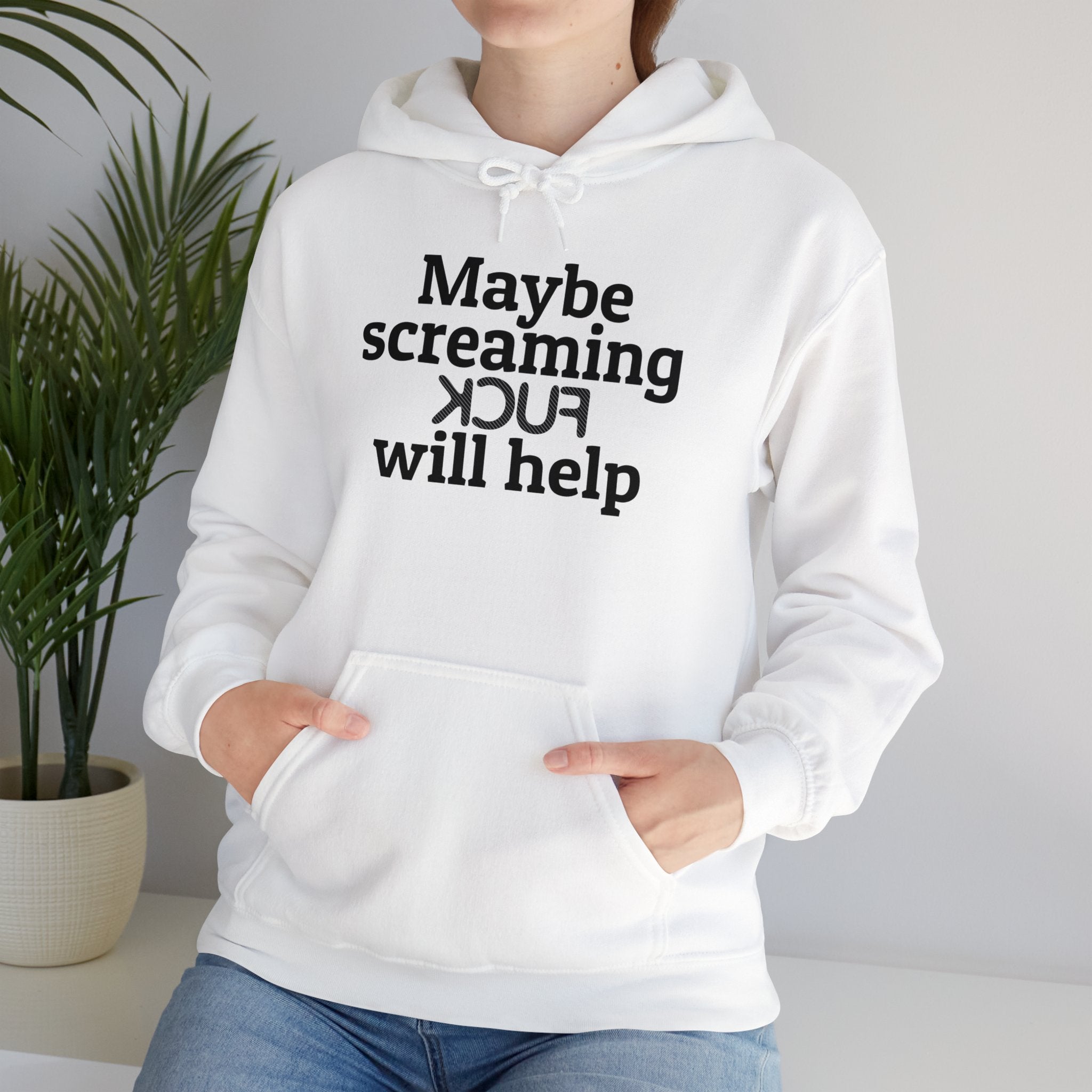 MAYBE SCREAMING KCUF WILL HELP Hoodie - Image 3