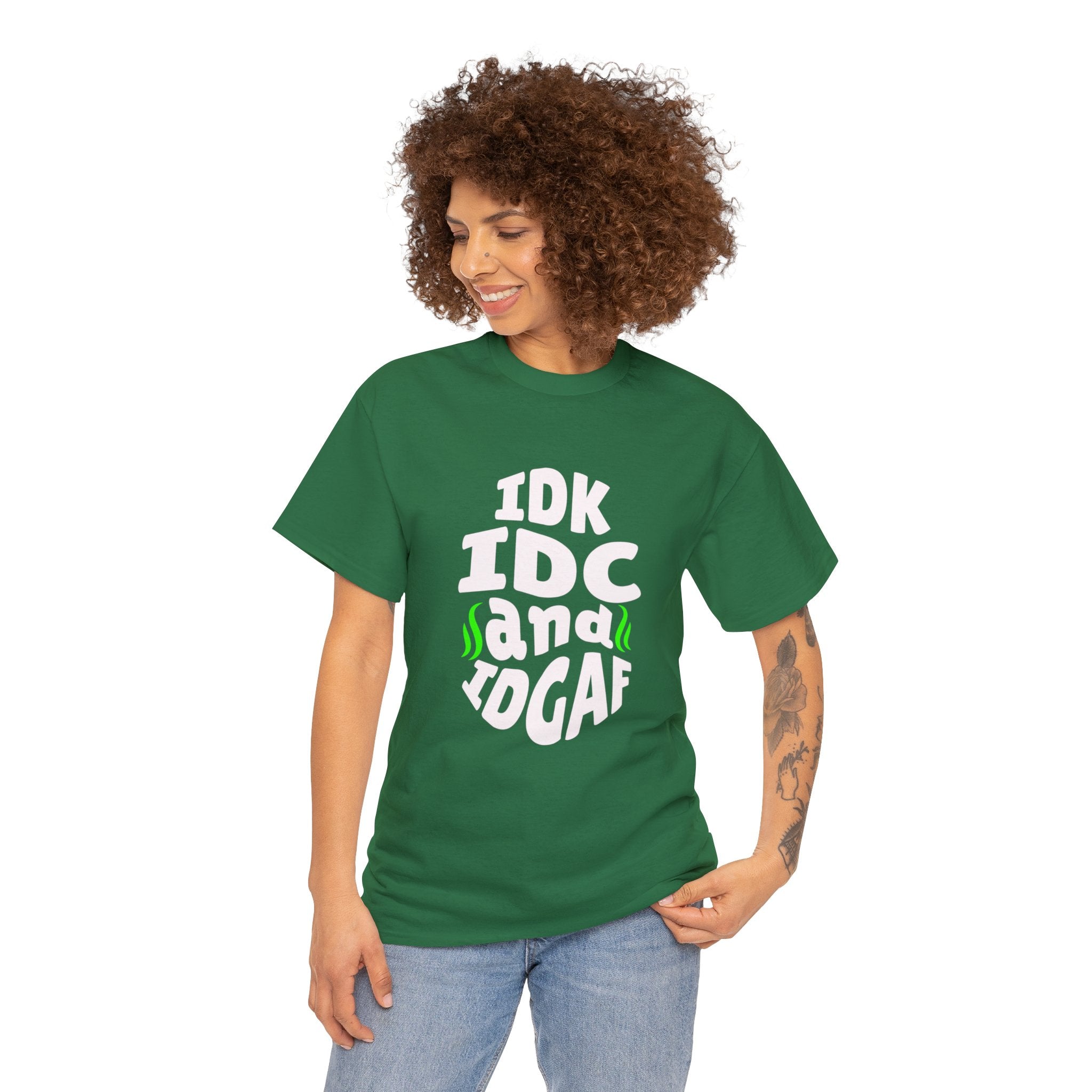 IDK, IDC, IDGAF Unisex Heavy Cotton Tee - Image 23